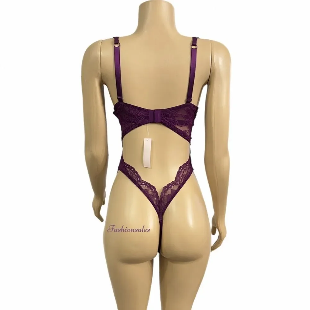 Victoria’s Secret Sexy Double Shine Strap Push up Cutout Lace Teddy XL New